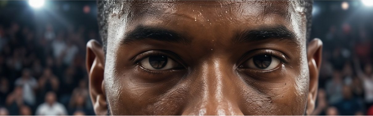 Intense focus close-up of an athlete for sports psychology and mental health article