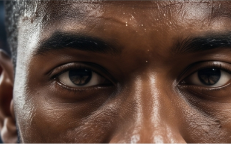 Intense focus close-up of an athlete for sports psychology and mental health article