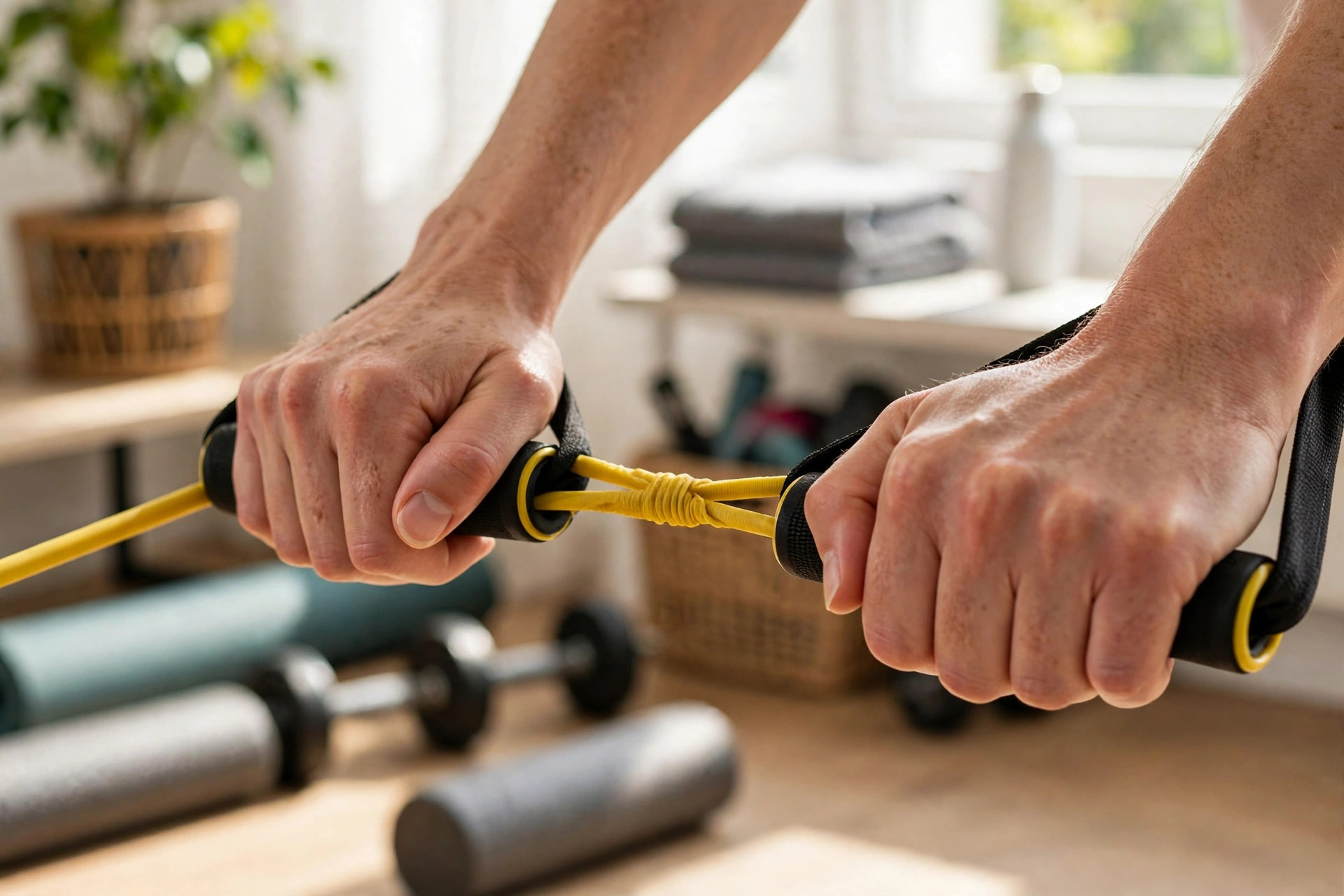 resistance band rows for functional fitness home workout