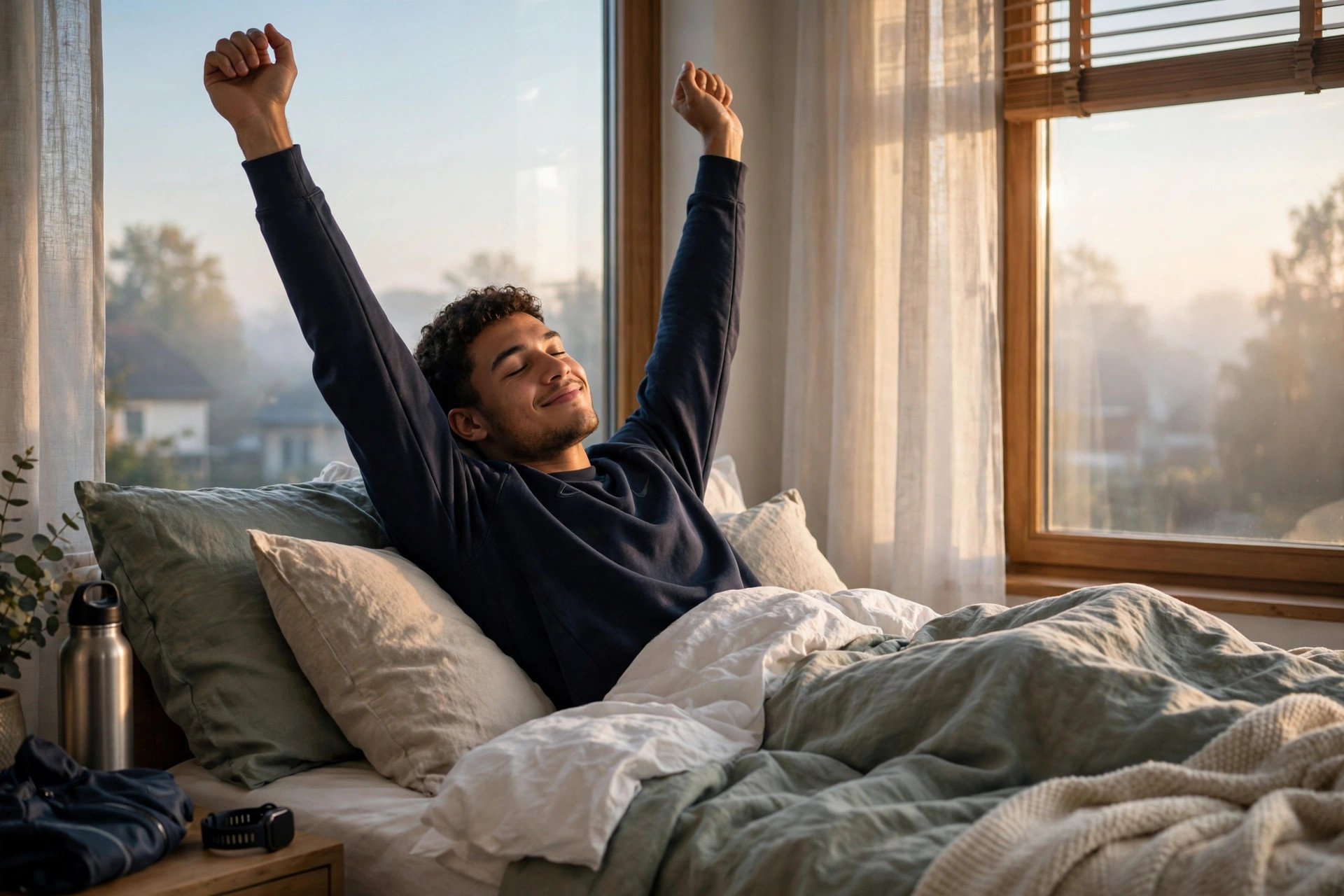 athlete waking up refreshed sleep improves athletic performance