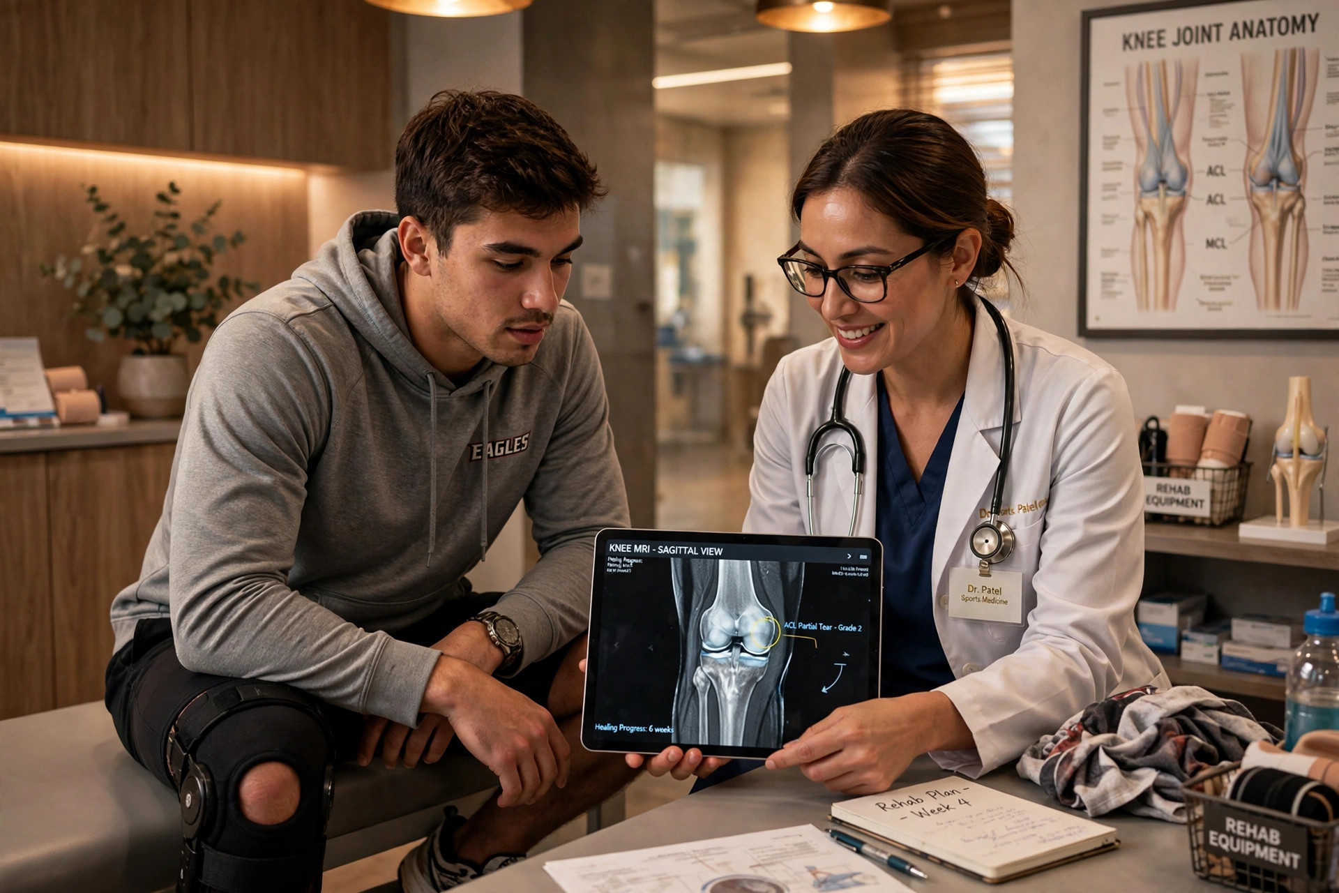 Sports medicine doctor consulting an athlete about peptides for athletes