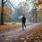 Athlete training on a crisp autumn morning during flu season