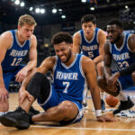 Basketball player suffering an Achilles tear injury on court — Achilles tear recovery guide