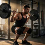 Athlete performing a barbell squat for body recomposition training