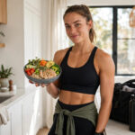 Athlete preparing a diabetes remission diet meal after a morning workout
