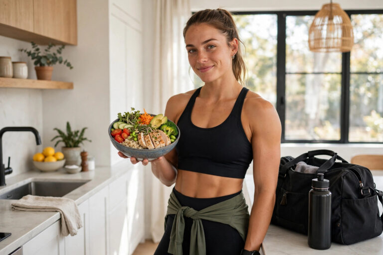 Athlete preparing a diabetes remission diet meal after a morning workout