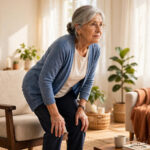 Older woman doing chair stand exercise in 4-minute daily workout routine for strength after 65
