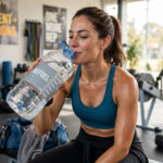 Athlete rehydrating with water after training — staying hydrated protects post-workout protein absorption, per a 2026 study
