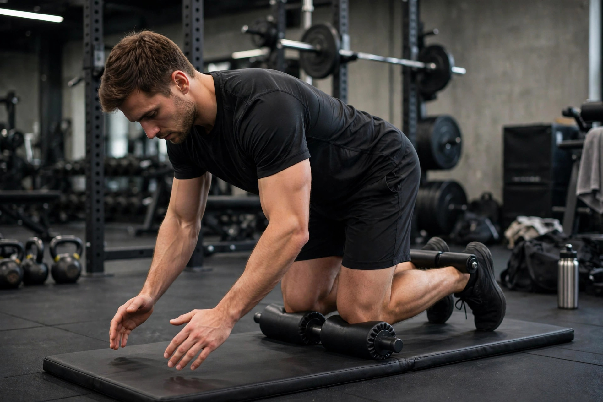 Hamstring injury recovery exercise: athlete performing Nordic hamstring curl for prevention