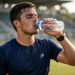Athlete drinking from a sports bottle during training — hydration for athletes