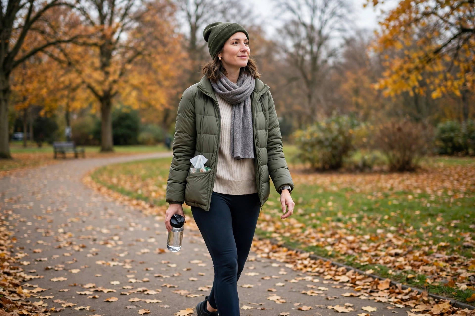 Easy walk in the park as light movement while easing back into training with a cold
