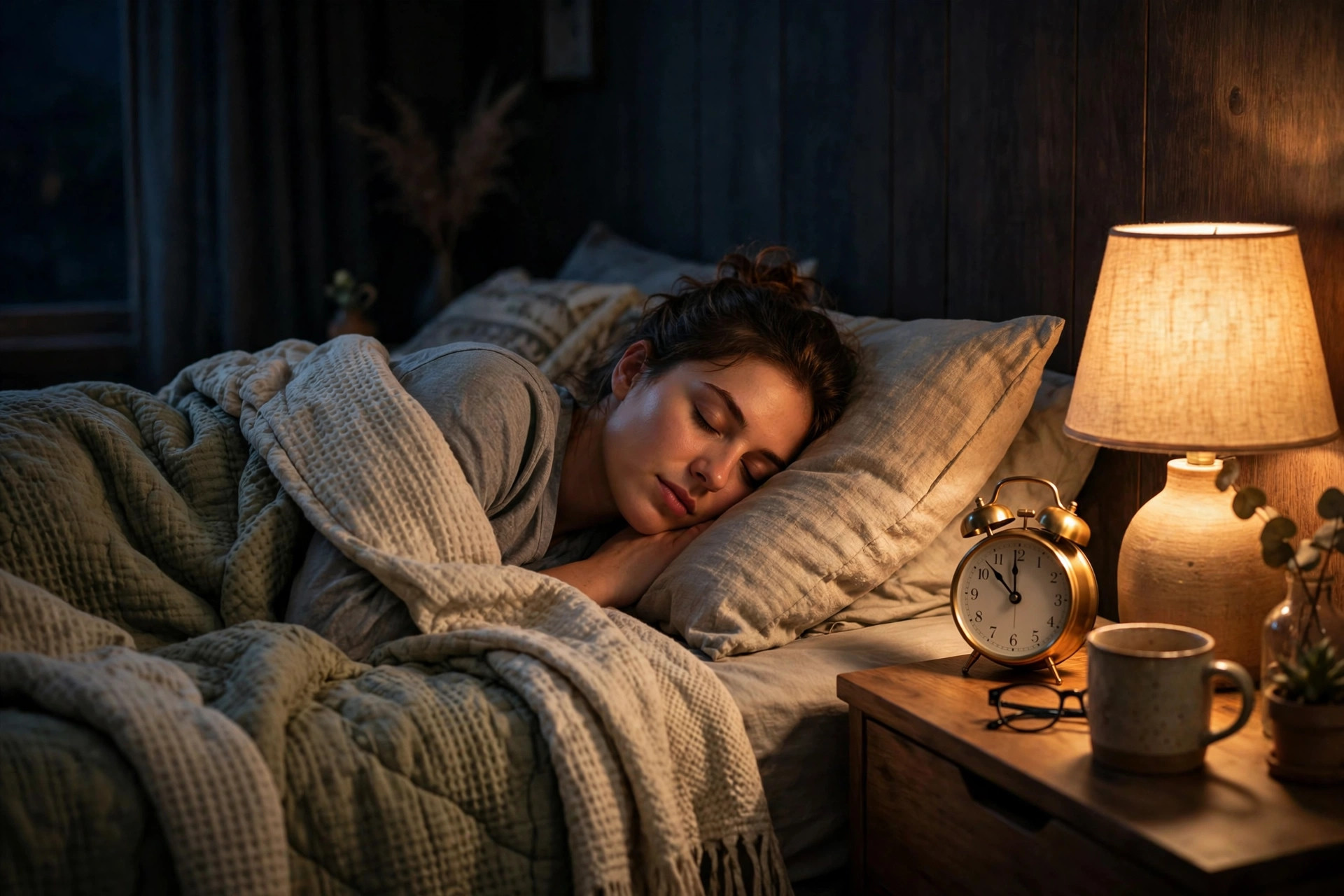 Sleeping soundly after stopping eating several hours before bedtime to avoid late night eating