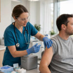 measles outbreak 2026 — doctor vaccinating patient at clinic