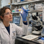 Personalized mRNA cancer vaccine research in a laboratory for melanoma treatment