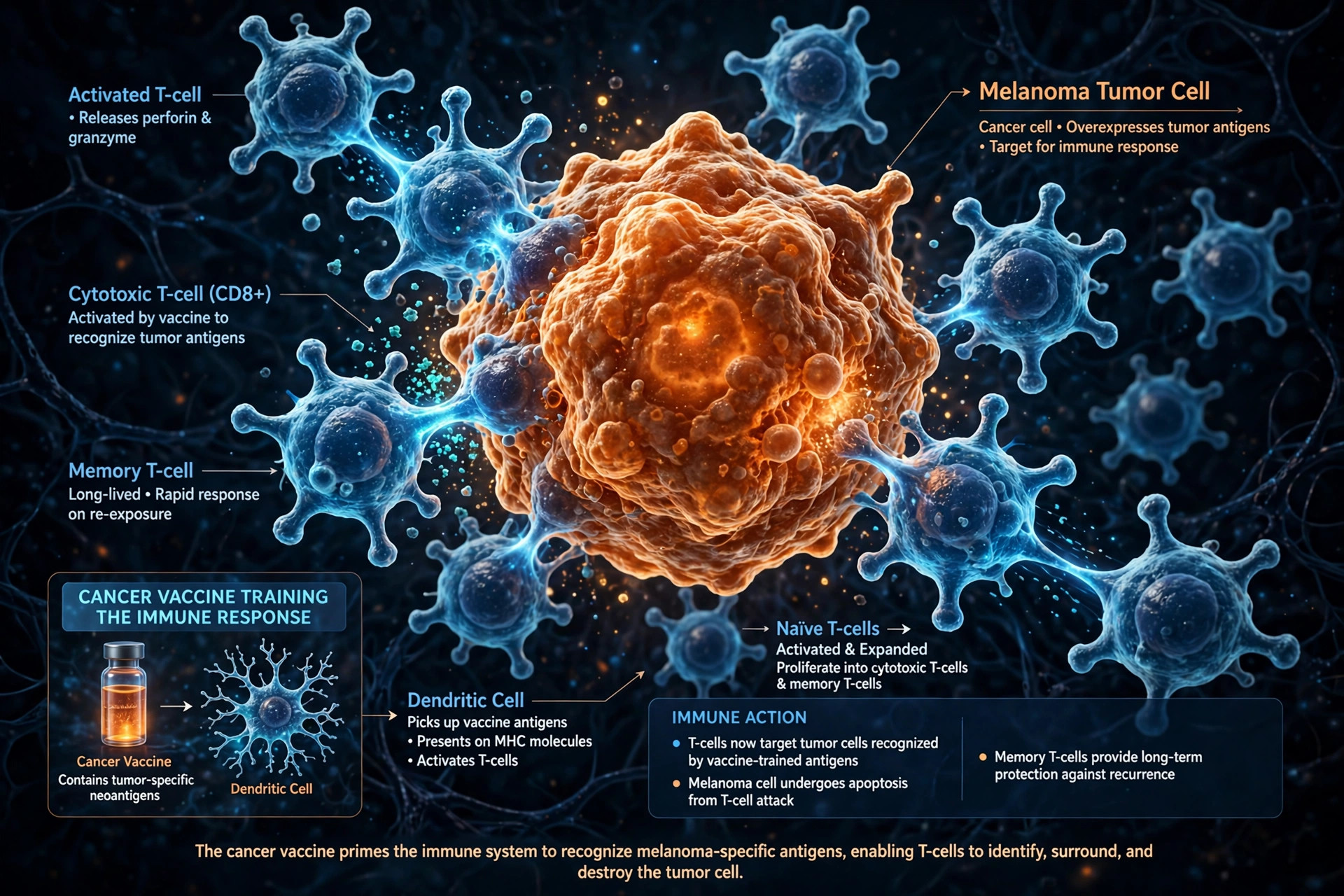 mRNA cancer vaccine trains immune T-cells to attack melanoma tumor cells