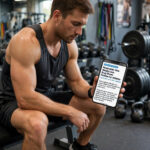 Retatrutide weight loss drug news on a phone — athlete reading about the new weight-loss drug in the gym