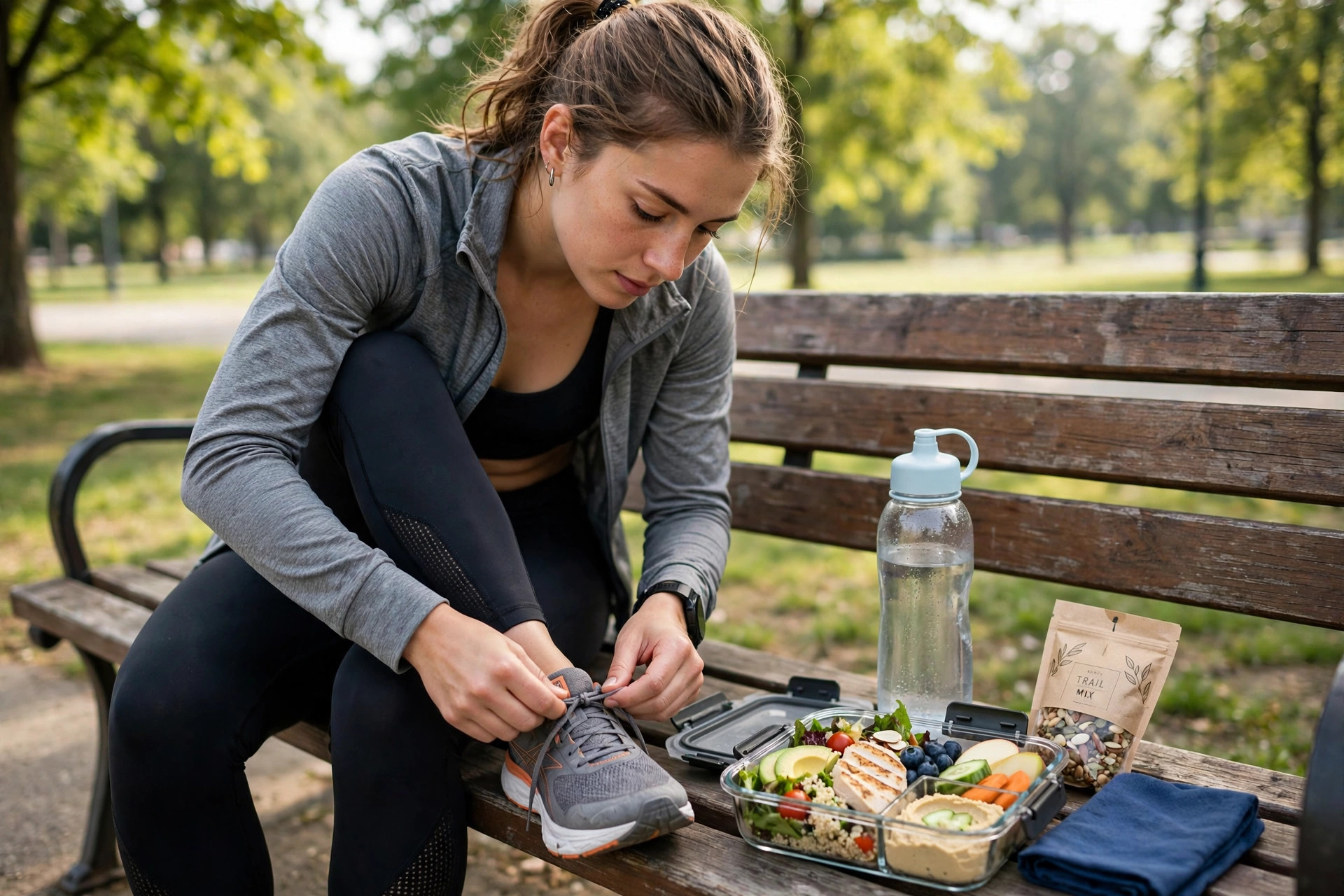 Retatrutide weight loss training guide — runner preparing for a properly fueled training session