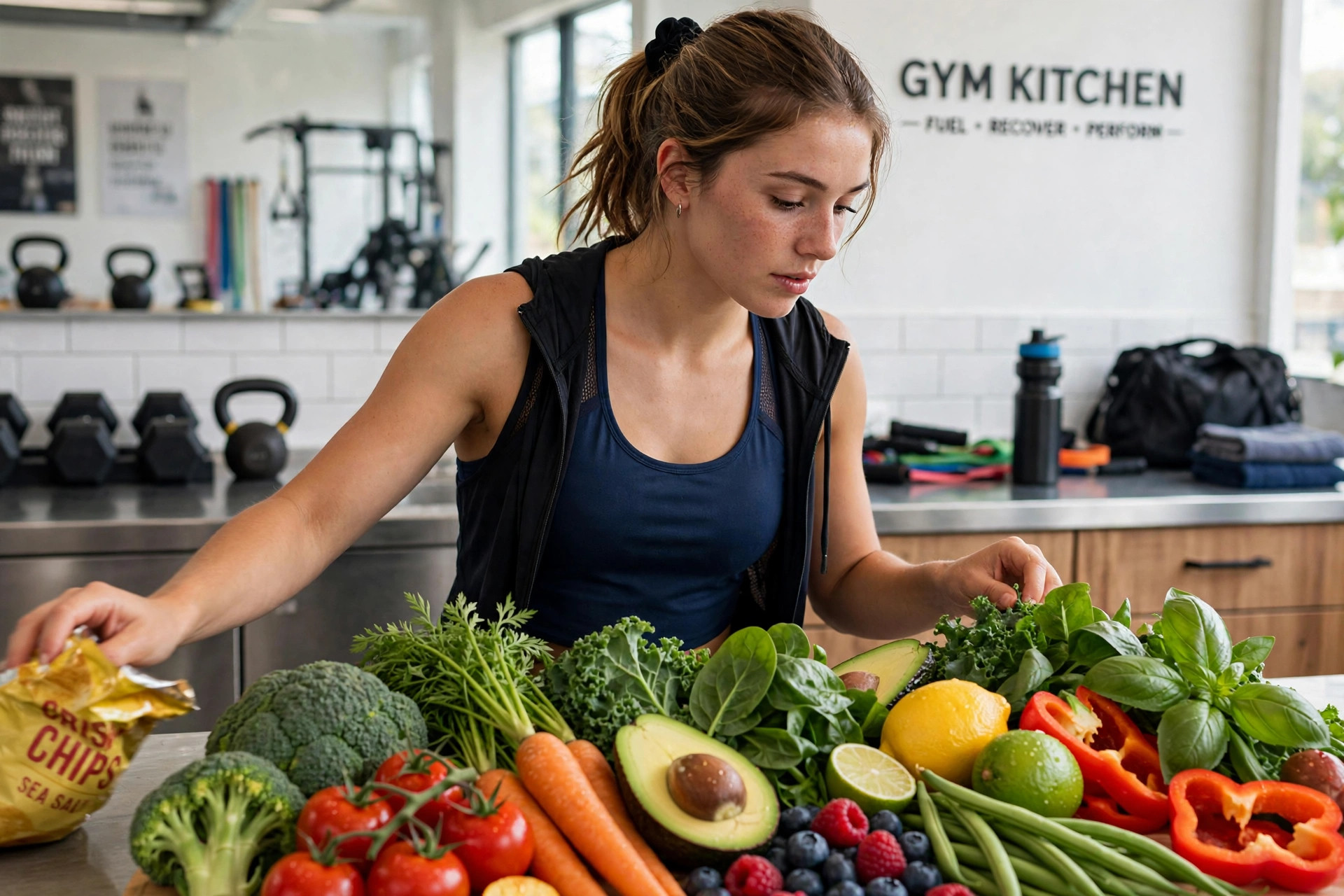 Athlete choosing whole foods over ultra processed foods for better brain health and performance