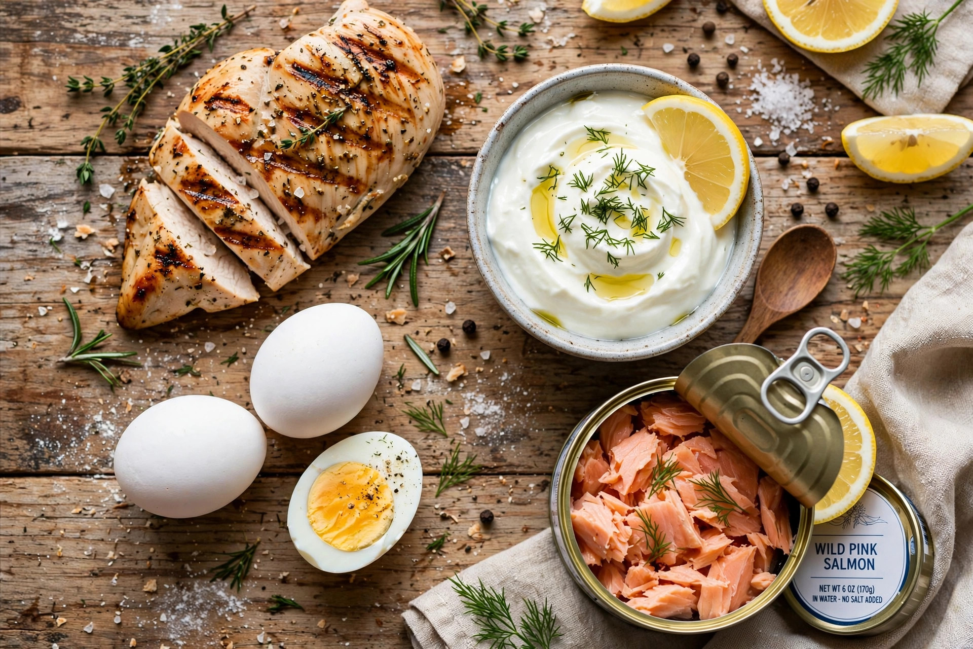 Safer high-protein food swaps for athletes: grilled chicken, eggs, Greek yogurt, and canned salmon — food safety for athletes